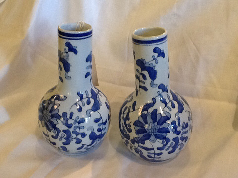 Thai blue and white pair of vases