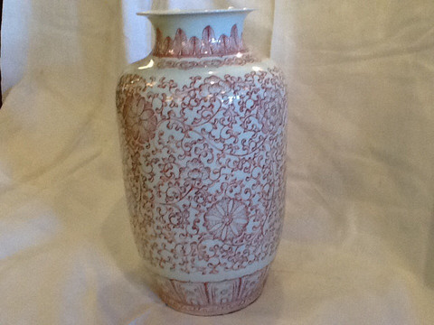 Chinese red and white vase